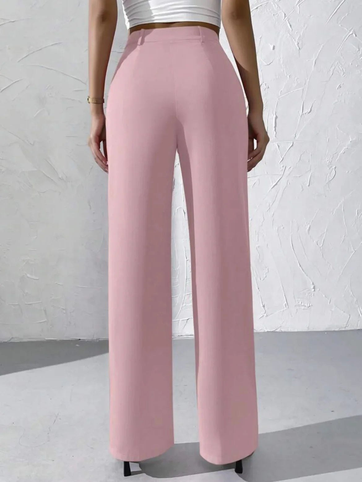 Elegant Pure Color Draped Wide Leg Suit Pants for Women High Waist Long Trousers Fashionable Business Casual Loose Fit