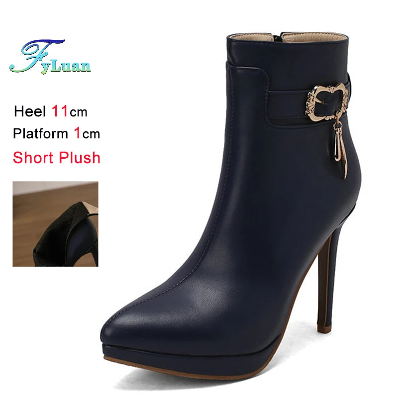 Red High Heel Pointed Toe Ankle Boots