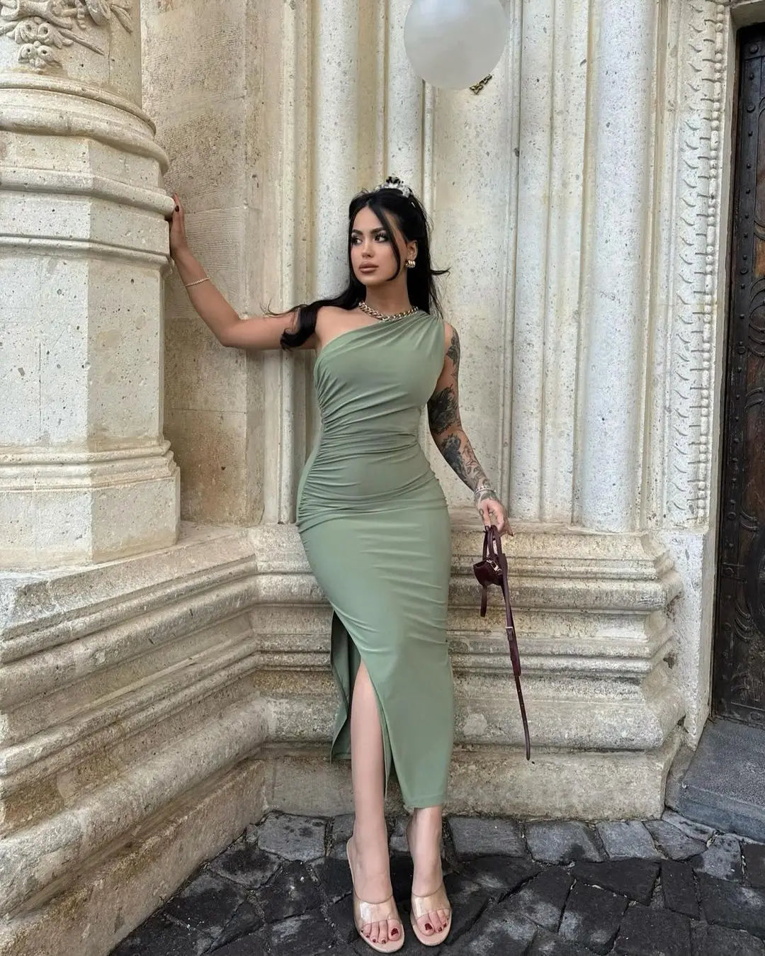 Summer Fashion Sexy Maxi Dress Women New Split Sleeveless Backless Slim Dress Fashion Off Shoulder Club Elegant Party Maxi Dres