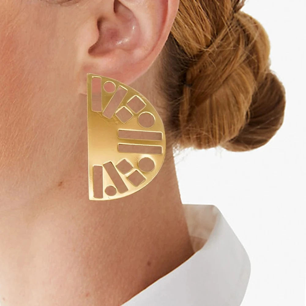 Fashion Jewelry Big Gold Color Round Geometric Earrings Dangle Drop Earrings For Women African Wedding Party Gifts