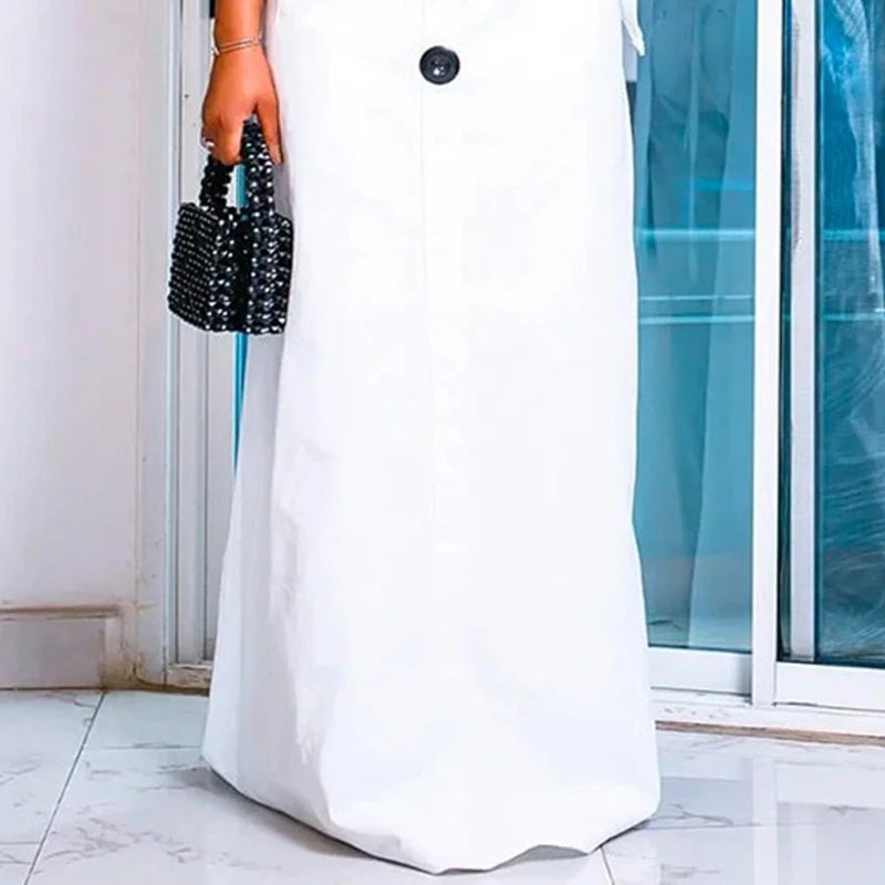 Modigirl Women's Summer Loose Sleeveless Buttoned Boat Neck Maxi Dresses 2024 New Simple Casual H-line Evening Party Dress