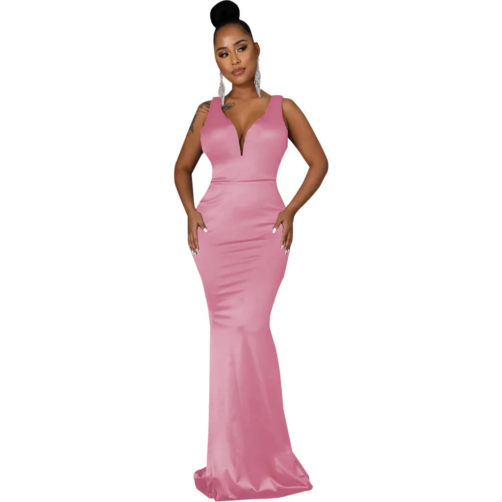 Sexy Fashion Deep V-Neck Dress Women's Dress JX5604