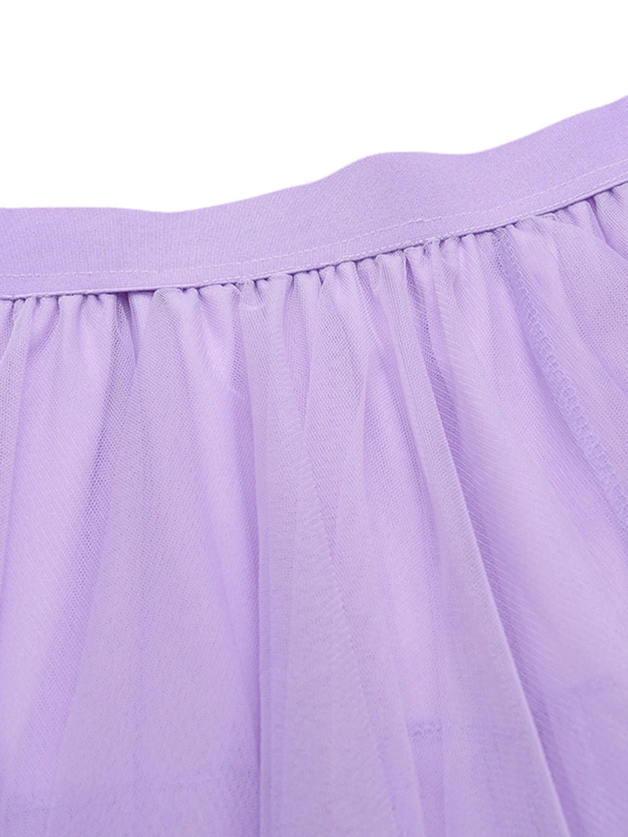 Women Tutu Tulle Skirt Elegant High Waist Mesh Tiered Layered Half Skirt Female Prom Party Midi Skirt for Summer Fairycore Y2K