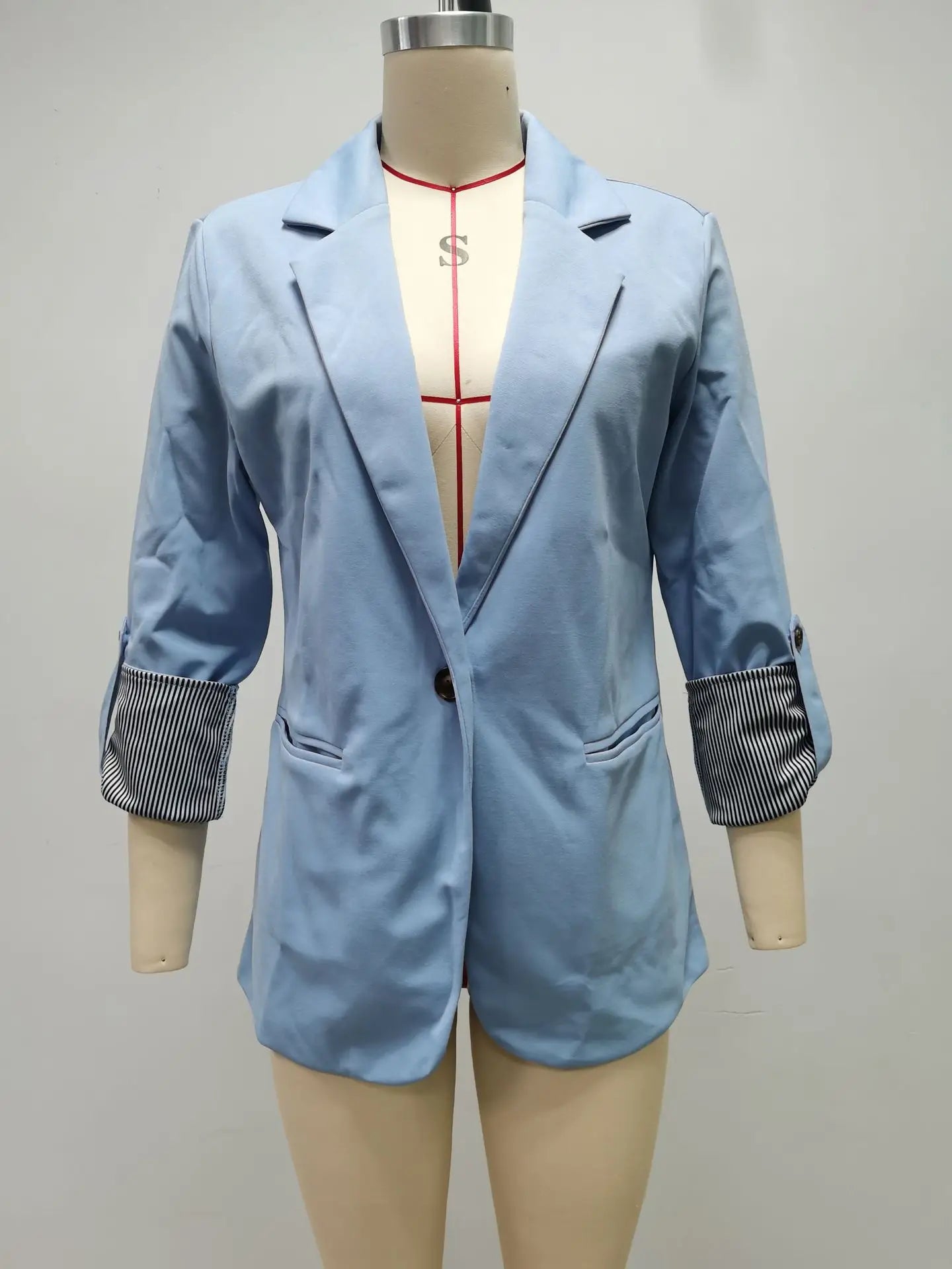 Women Autumn Winter Fashion Splicing Lapel Slim Cardigan Blazer Jacket Long Sleeve Casual