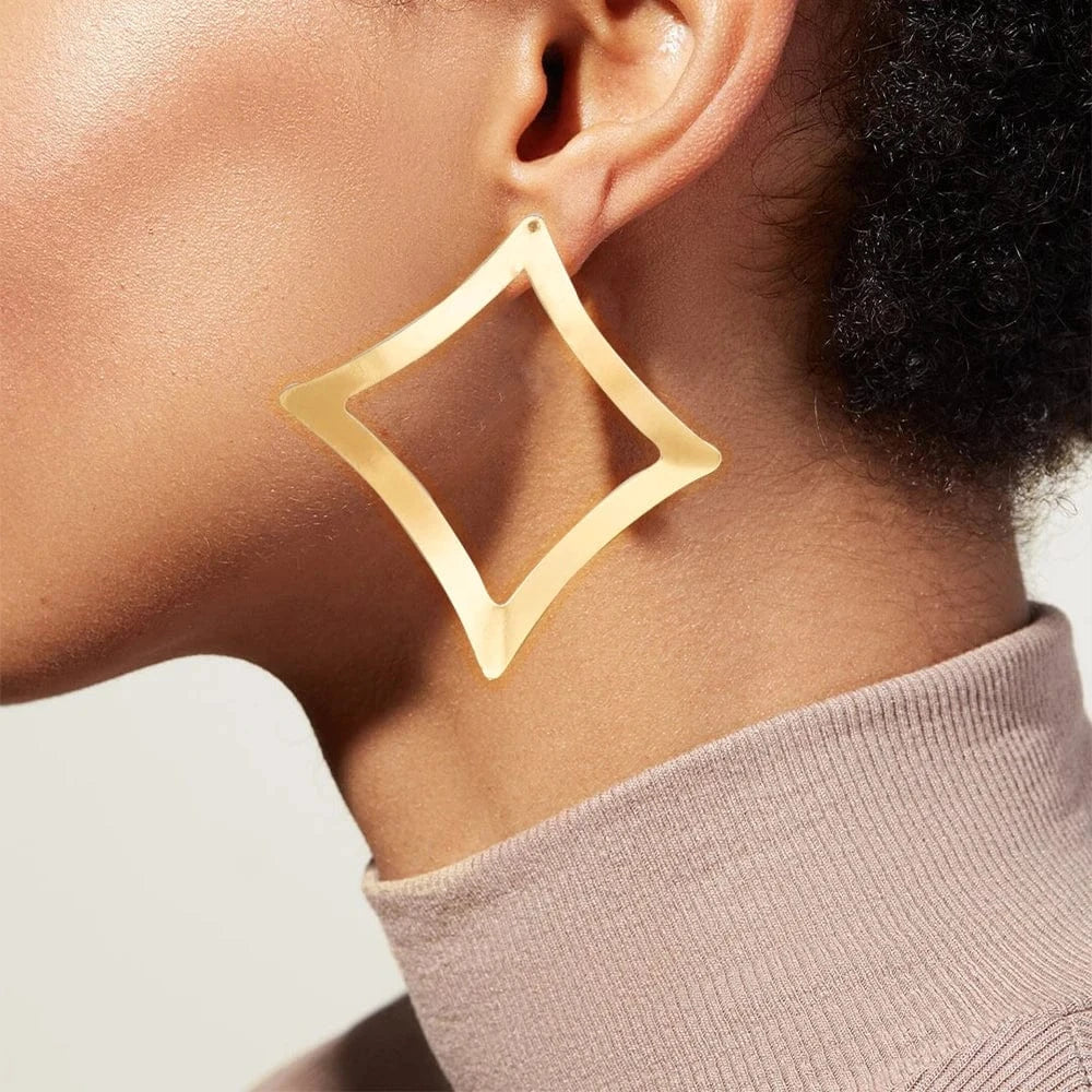 Fashion Jewelry Big Gold Color Round Geometric Earrings Dangle Drop Earrings For Women African Wedding Party Gifts