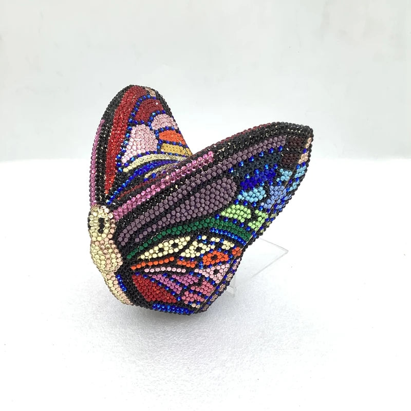 XIYUAN Butterfly Shaped Crystal Evening Bags Women Luxury Sparkling Rhinestone Clutch Purse Wedding Party Bridal Handbag Diamond