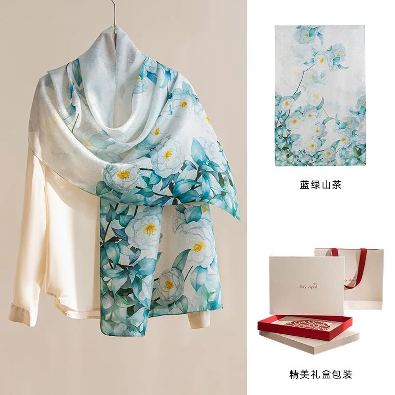 High-end women's new 100 mulberry silk scarf shawl cheongsam 170 * 55cm