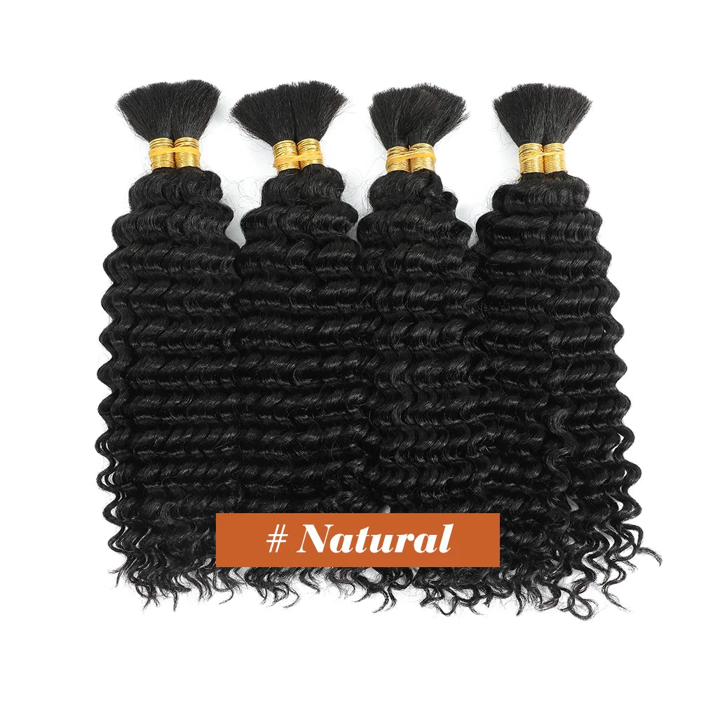 Human Braiding Hair Chocolate Brown 100g Deep Wave Bulk No Weft Human Hair Wigs Bundles for Curly Boho Braiding