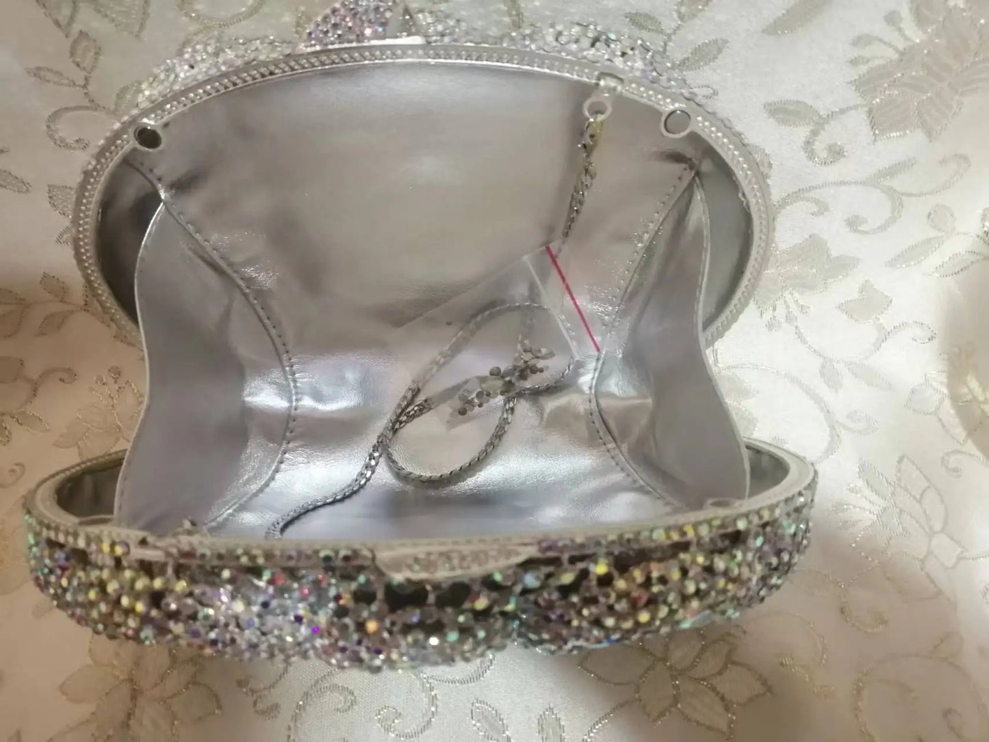 Lady Hot pink/Green/Silver Rhinestone Bags Luxury Fashion Female Diamond Crystal Clutch Elegant Gold Metal Wedding Dinner Purses