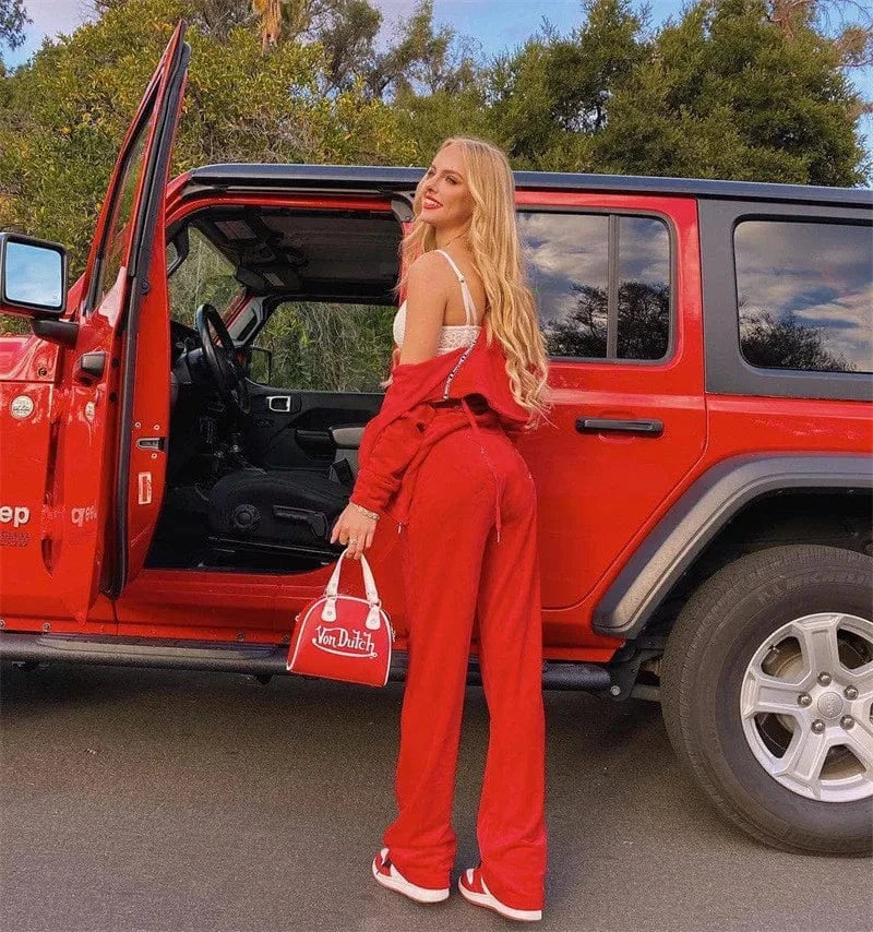 Spring New Tracksuit Track Suit Tracksuit Women Velvet Coutoure Couture Sweatsuits Two Piece Set Coture Women Pants Sets Casual