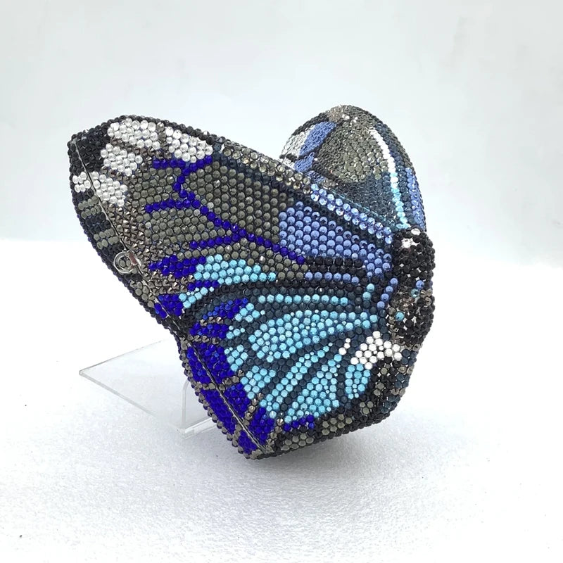 XIYUAN Butterfly Shaped Crystal Evening Bags Women Luxury Sparkling Rhinestone Clutch Purse Wedding Party Bridal Handbag Diamond