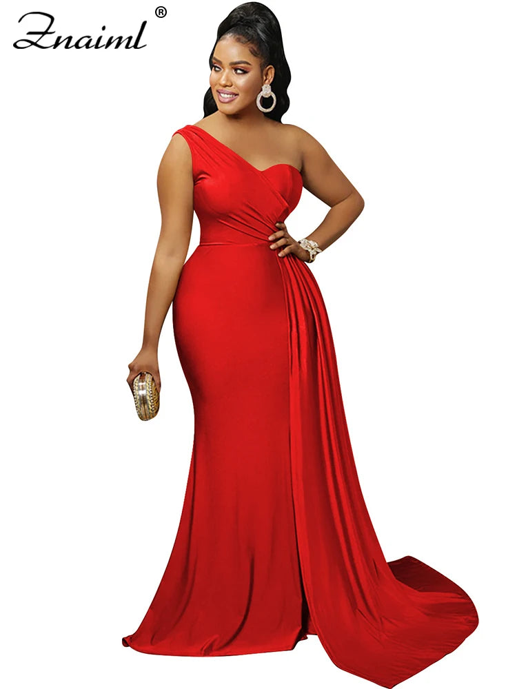 Znaiml Elegant Ribbon One Shoulder Wedding Guest Dinner Dress Women Sexy Party Nightclub Formal Occasion Evening Birthday Robe