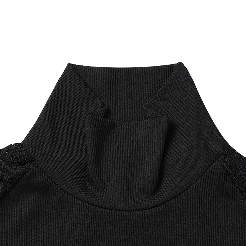 Solid Lace T-shirt Tops for Women Clothing Spring Summer Sexy Basic Shirt Elegant Fashion Long Sleeve Tee Y2K Blusas