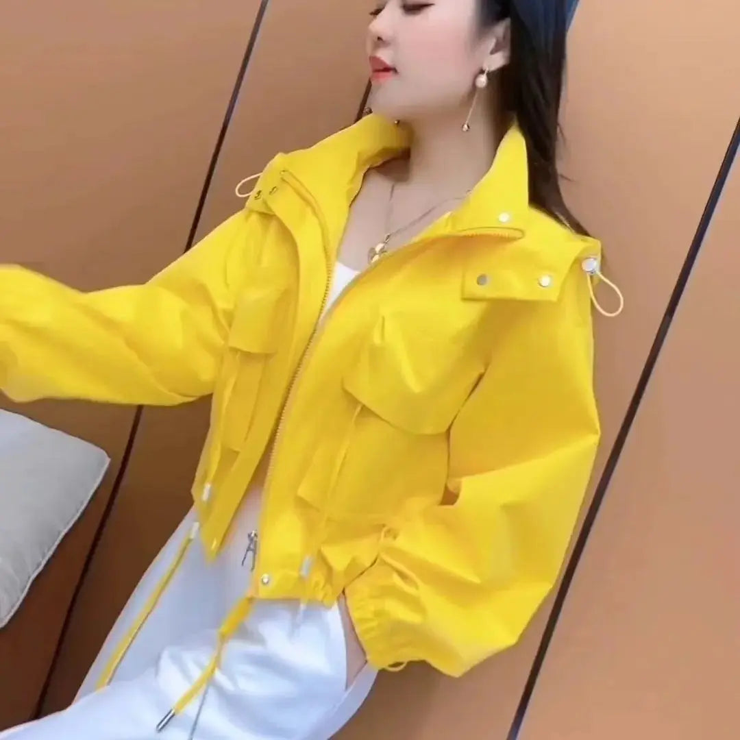 Women Coat Casual Hooded Jacket Submachine 2025 New Spring and Autumn Zipper Fashionable Loose Short Top