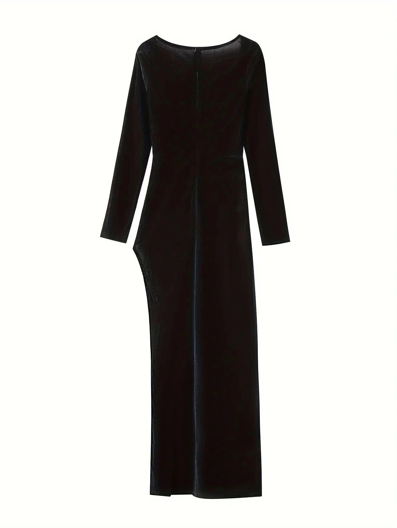 Womens Sexy Bodycon Velvet Long Sleeve Maxi Dress with Split Elegant Fall Dresses for Wedding Guest Club Party