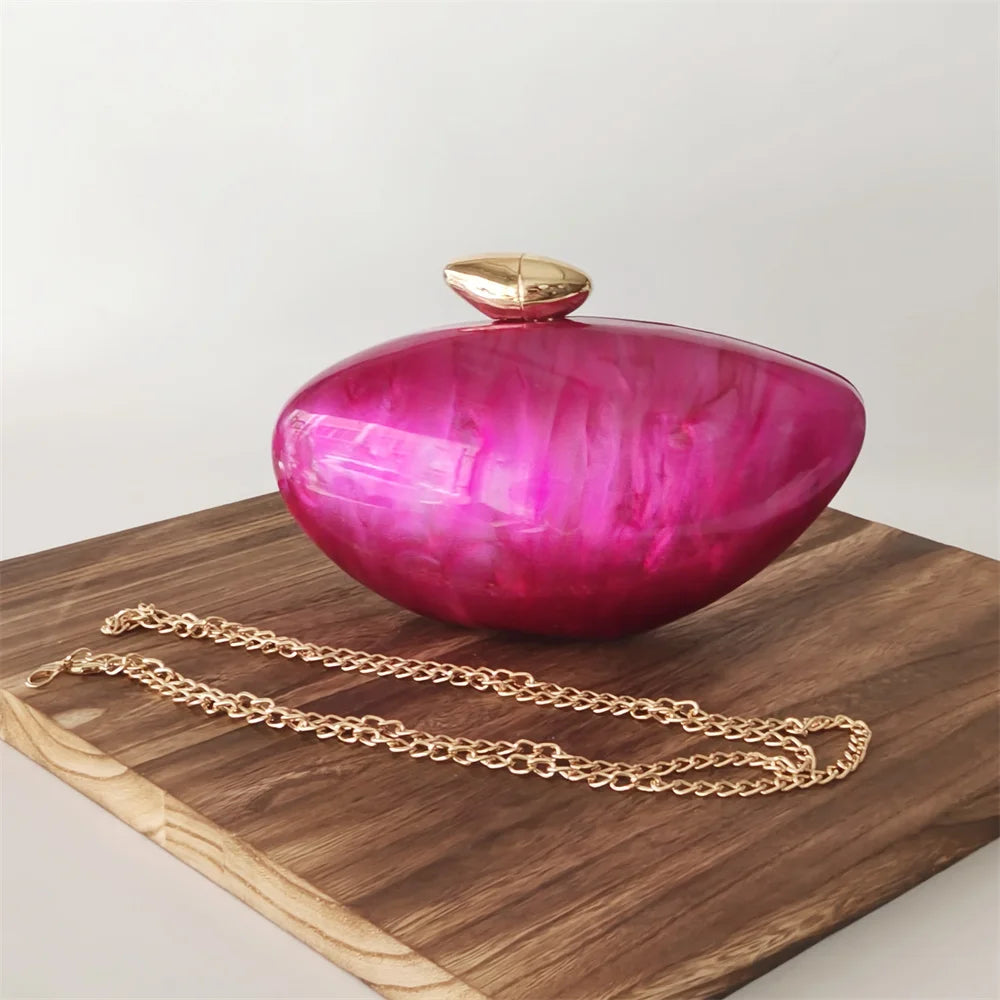 Shell Brand Pearl Brown Marble Acrylic Box Clutches Evening Bag Wedding Party Female Mini Purse Evening Female Bridal Handbag