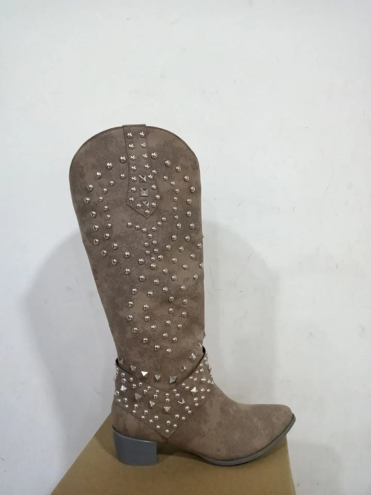 Riveted Western Pointed Toe Knee High Boots For Women