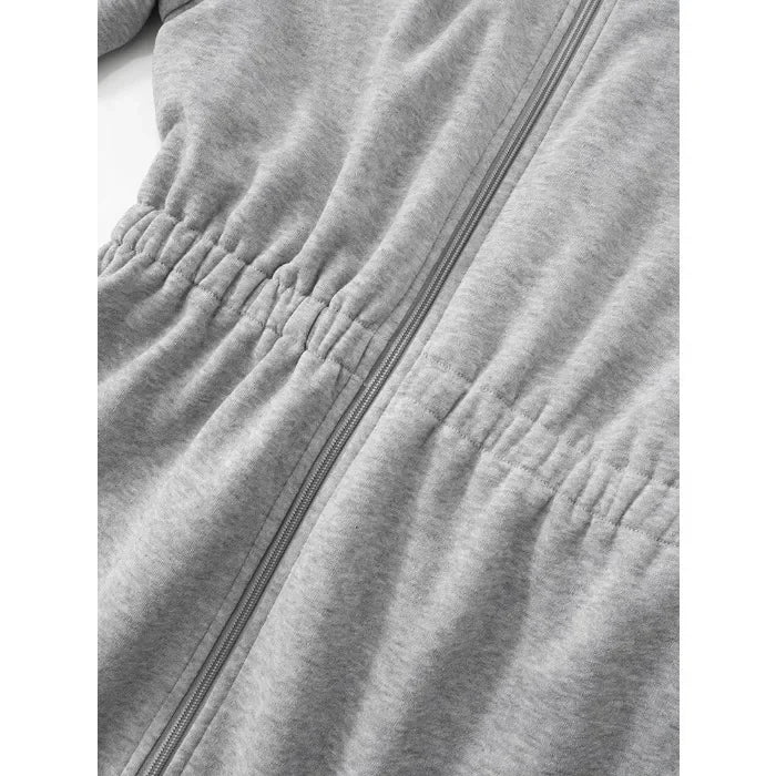 Hooded Short Dress for Women Summer and Fall 2025 New Casual Sexy High Waisted Zipper Short Dresses Solid Long Sleeved Dress