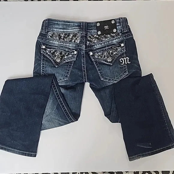 Gothic Womens Jeans Y2K Clothes Harajuku Hip Hop Pocket Embroidery Vintage Blue Baggy Jeans High Waist Slim Flared Trousers