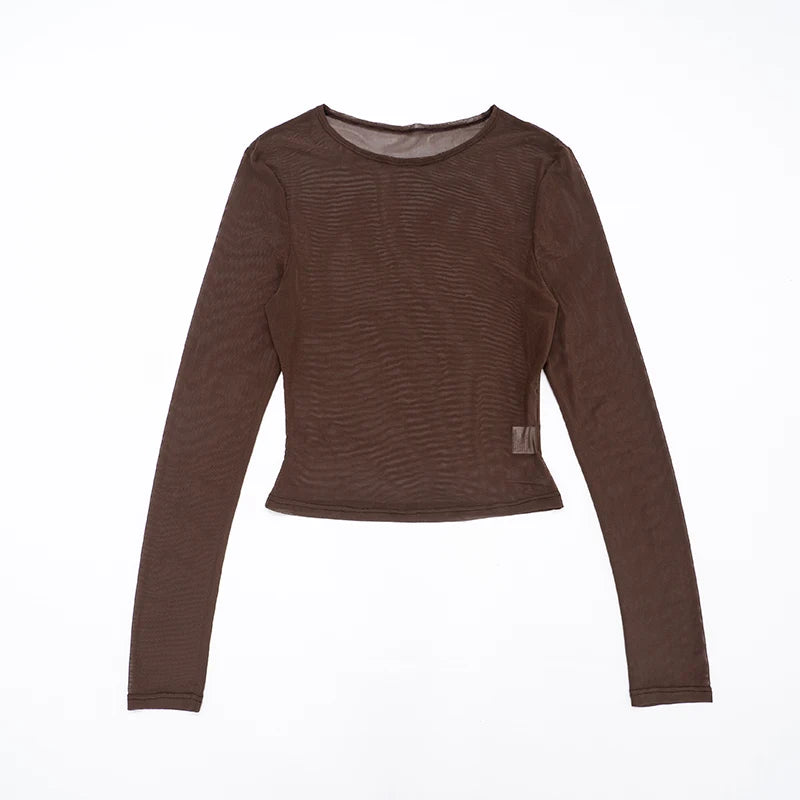 Weird Puss Sexy Casual 3 Piece Set Mesh Full Sleeve o-Neck Crop Tops+Shorts+Foot Cover Matching Autumn Trend Streetwear Outfits