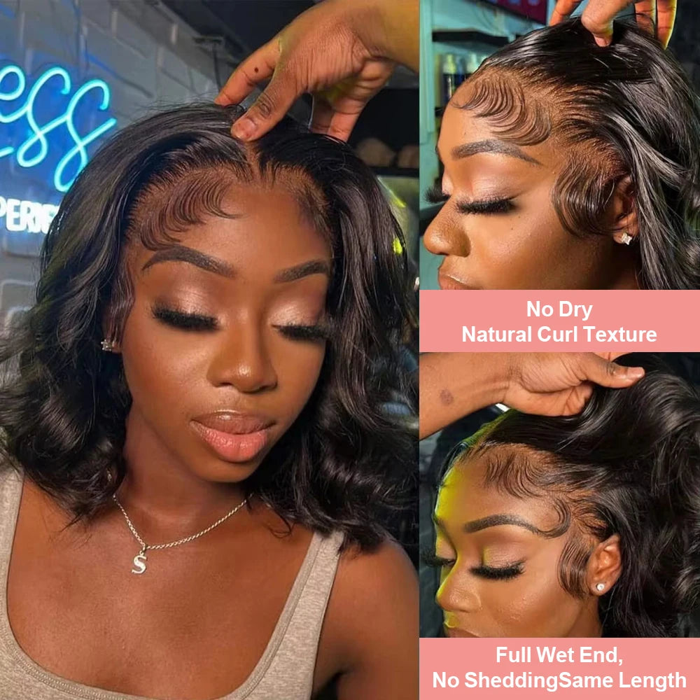 Body Wave Short Bob 13x6 Transparent Lace Front Human Hair Wigs Glueless 7x5 13x4 HD Pre Plucked Lace Frontal Wig For Women 250%
