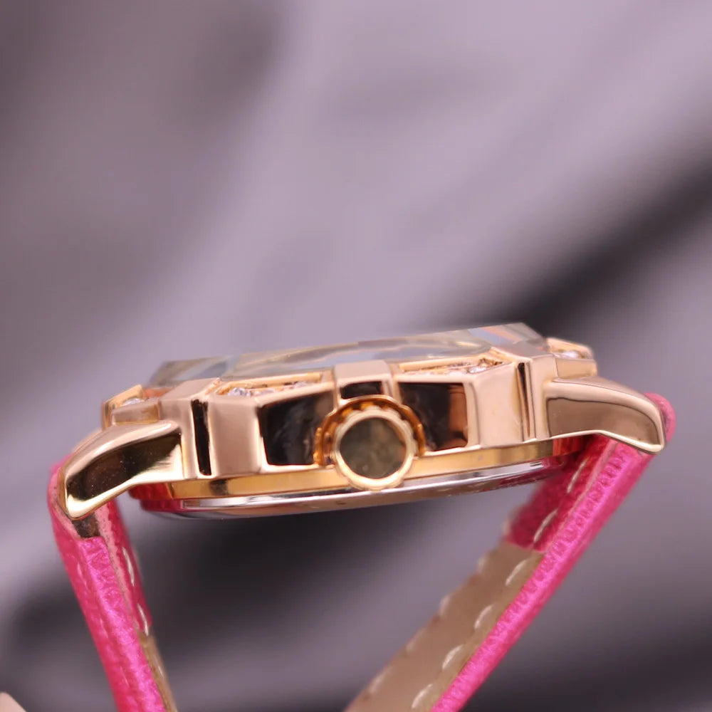 Small Rhinestones Julius Lady Women's Watch Mother-of-pearl Japan Quartz Fashion Hours Bracelet Leather Girl's Gift No Box