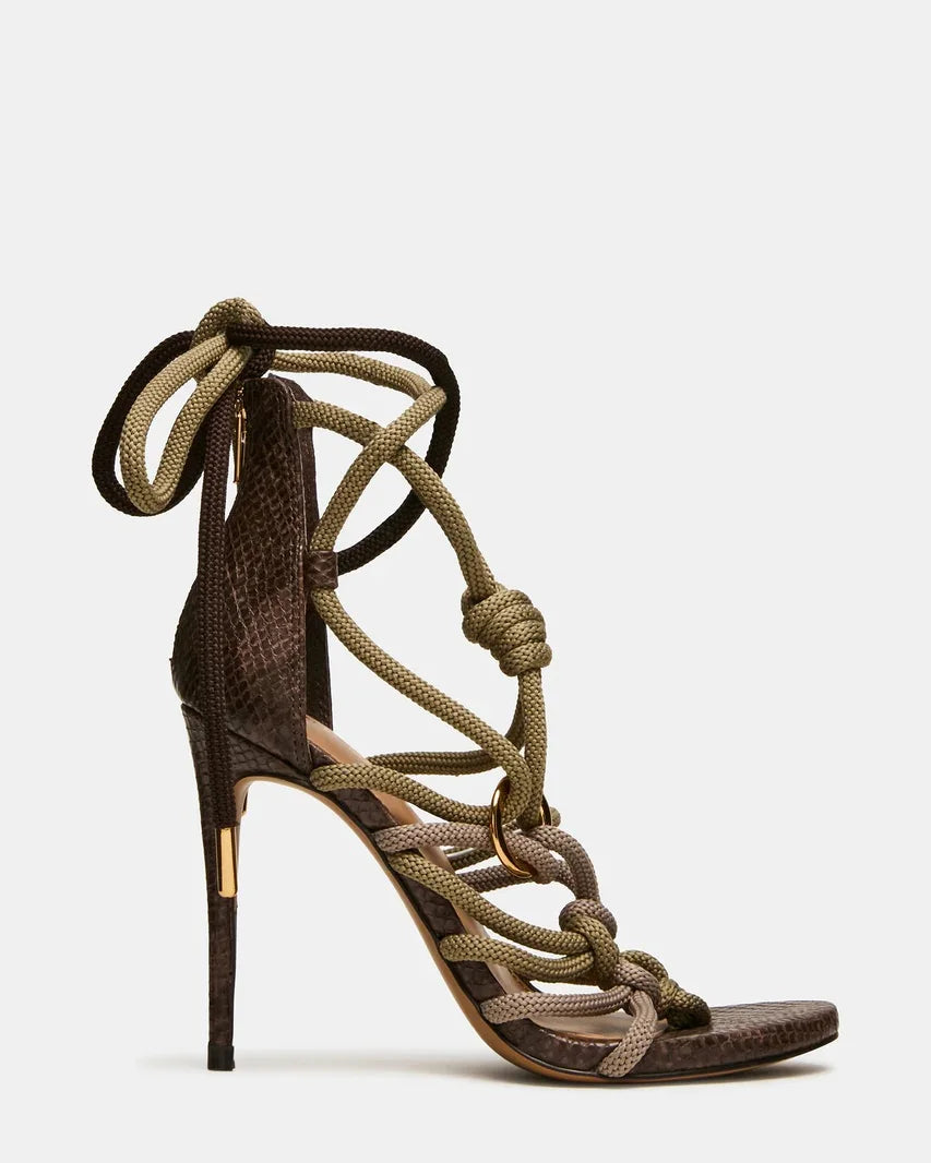 Open Toe Braided Rope Stiletto Sandals