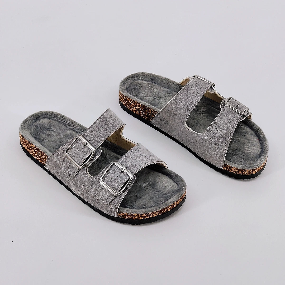 Trendy and Fashionable Buckle Flat Cork Slippers Holiday Style Summer Men's and Women's Beach Buckle Outdoor Casual Sandals