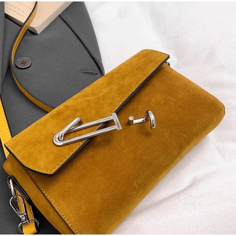 Retro Frosted New Shoulder Bag Women Autumn And Winter Suede High-end Fashion Women's Wallet Versatile Texture Small Square Bag