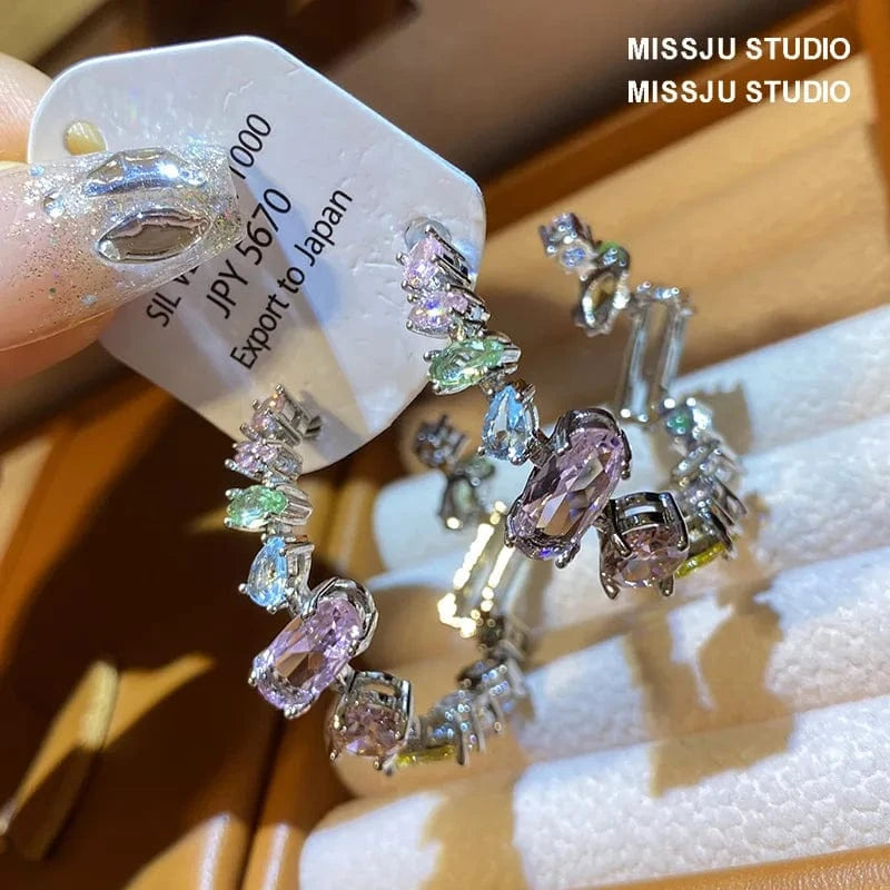 Delicate Chic Geometric Colorful Cubic Zirconia Earring for Women Trendy Earrings Exquisite Charm Jewellery Romantic Jewelry