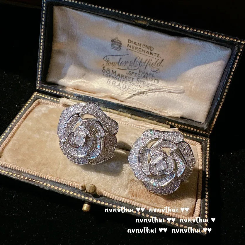 Elegant Cubic Zirconia Camellia Jewelry Set for Women
