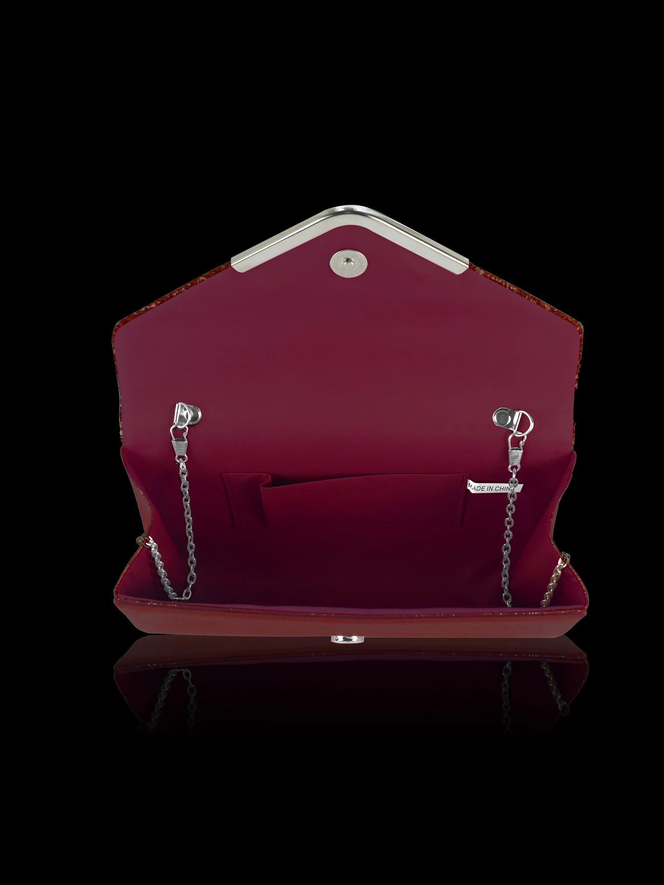 Sparkling and luxurious sequined evening clutch for women, paired with a gorgeous rhinestone necklace, earrings and bracelet set