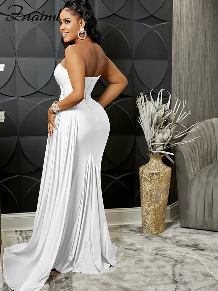 Znaiml Elegant Ribbon One Shoulder Wedding Guest Dinner Dress Women Sexy Party Nightclub Formal Occasion Evening Birthday Robe