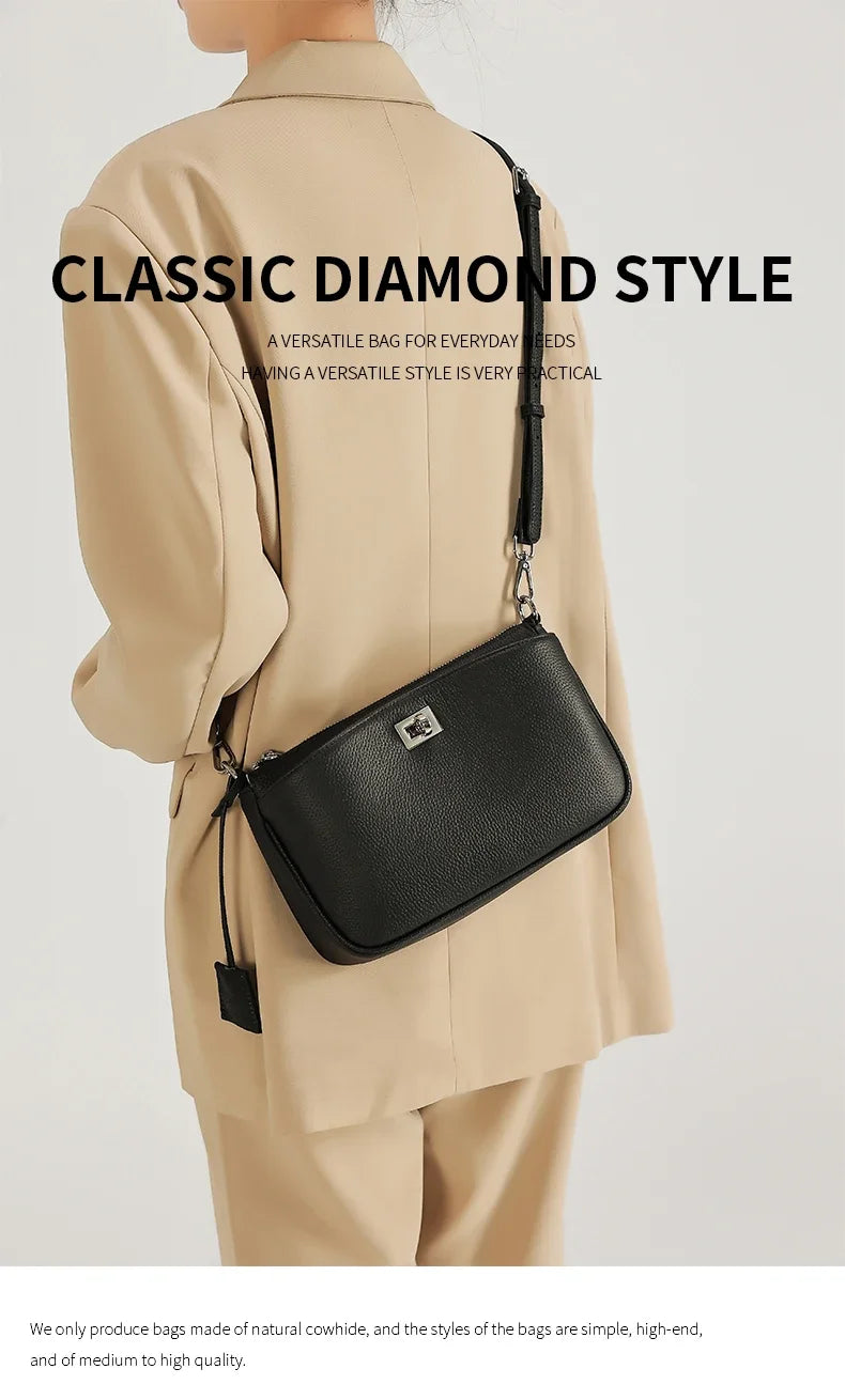 Women Cow Real Leather Shoulder Bags Ladies Natural Cowhide Fashion Retro Handbags Female Designer Luxury Crossbody Bag for Lady