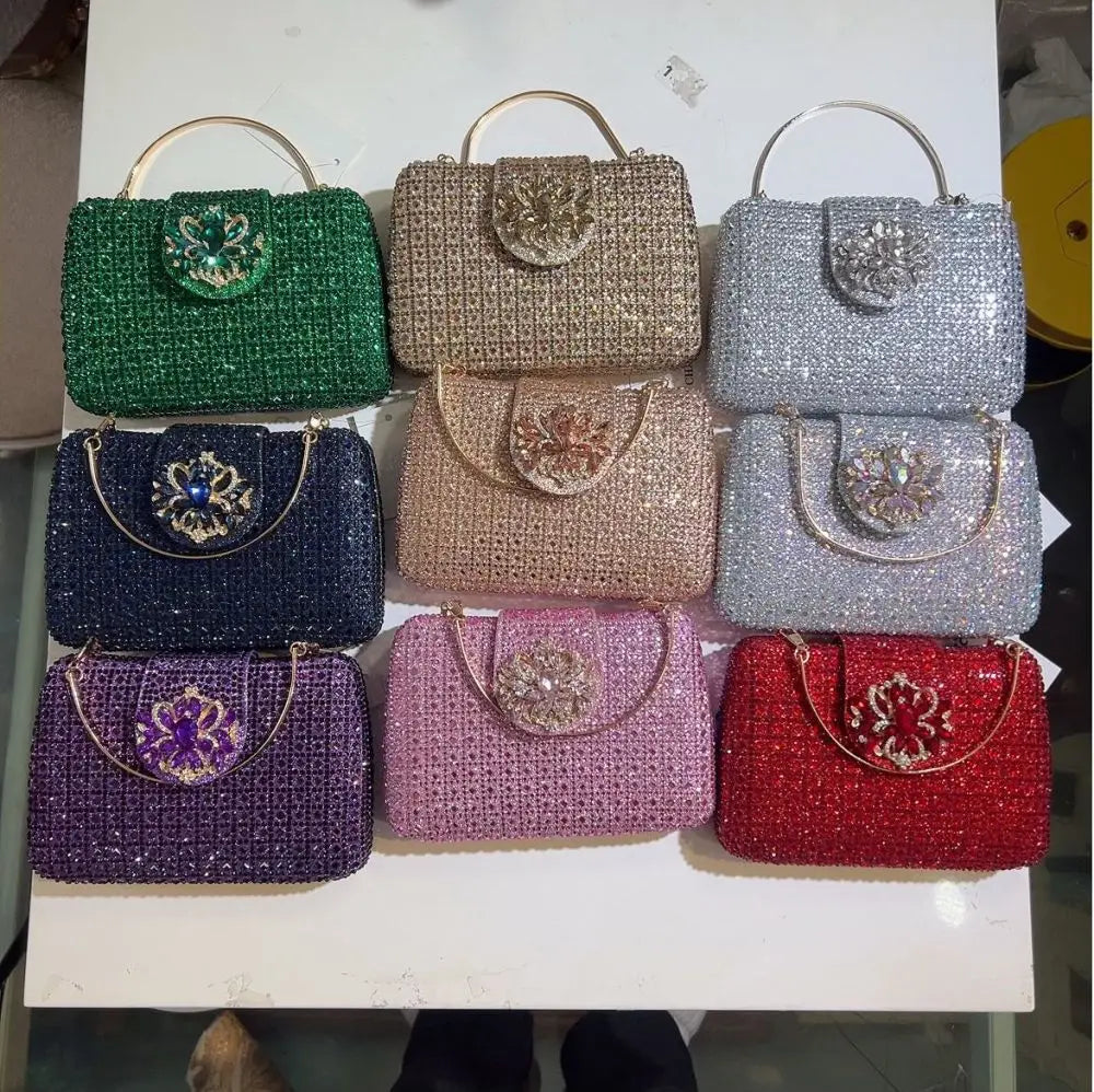 XIYUAN Lady Crystals Evening Bags Women 2024 Sparkling Diamond Evening Handbags Metal Clutch Purses And Handbag Wedding Purse