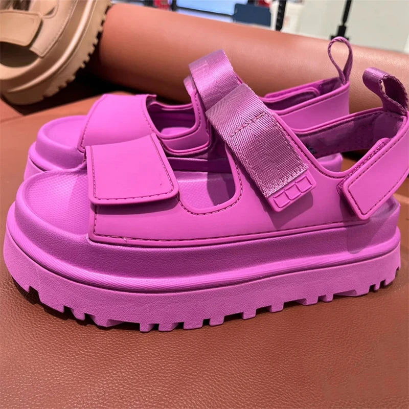 Brand Open Toe Thick-soled Sandals For Women Casual High Quality Fashion Comfort Thick-soled Shoes New Velcro Buckle Sandals
