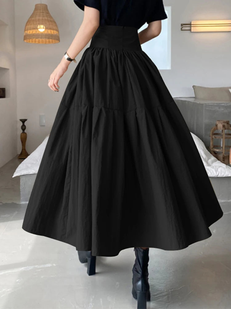 Celmia High Waist Swing Long Skirt Women Fashion Pleated Zipper Party Jupe Casual Loose A-line Skirt 2024 Vintage Beach Skirt