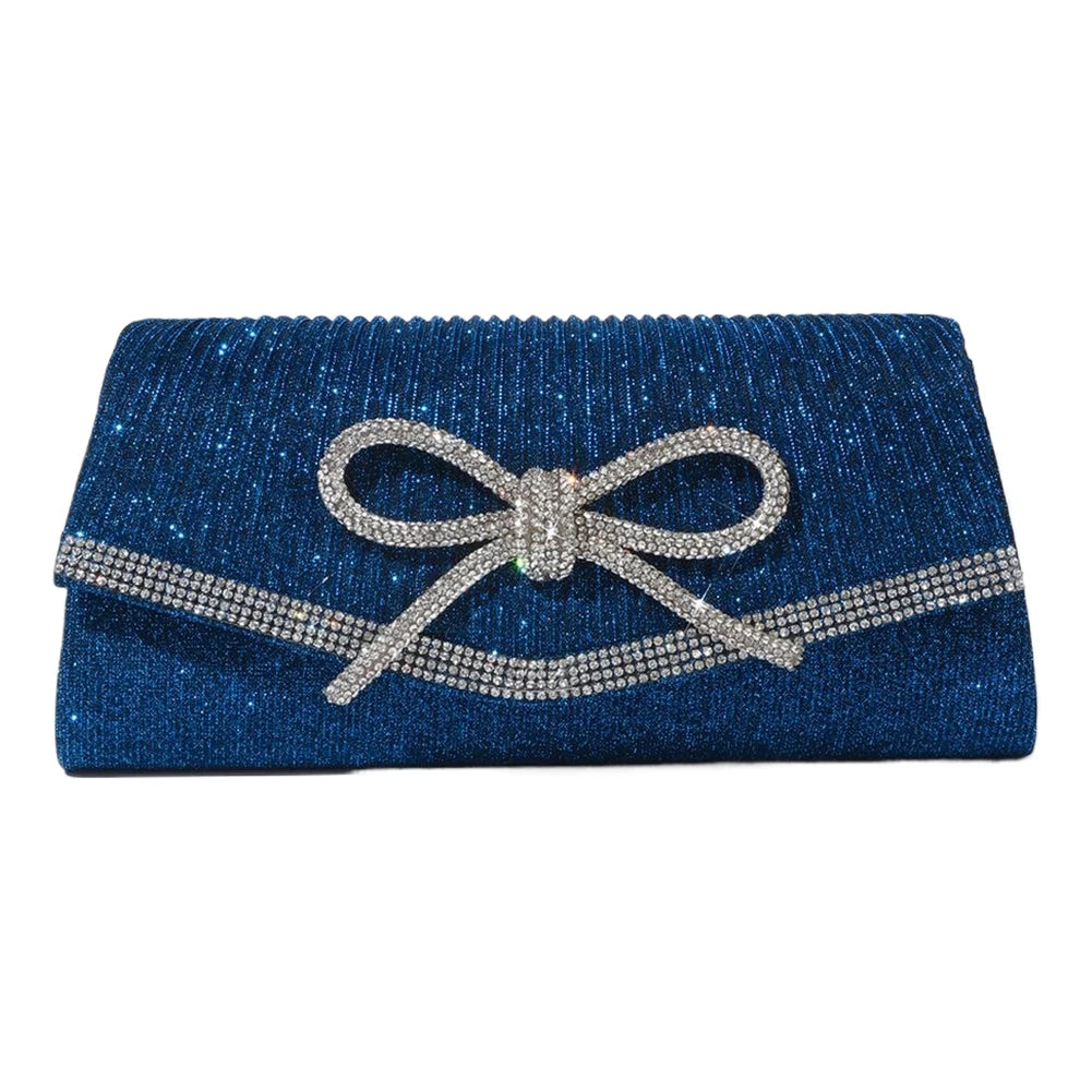 Women Evening Bag Bow Shoulder Bag Glitter Rhinestone Hobo Bag Adjustable Strap Wedding Party Purse