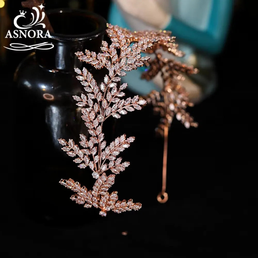 Sophisticated Crystal Leaf Wedding Headband for Women