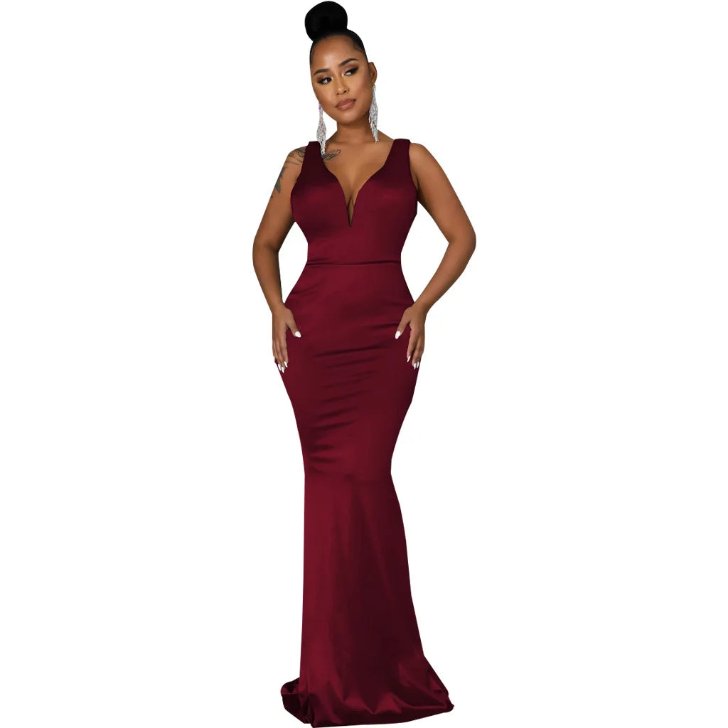 Sexy Fashion Deep V-Neck Dress Women's Dress JX5604