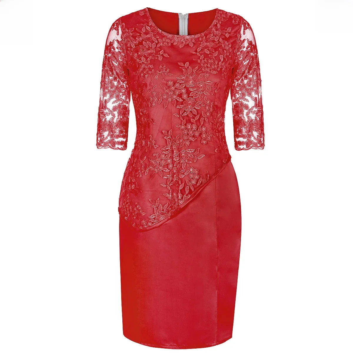 Wish Women's Lace Patchwork Two-piece Illusion Top Dress Gown Ladies Clothing