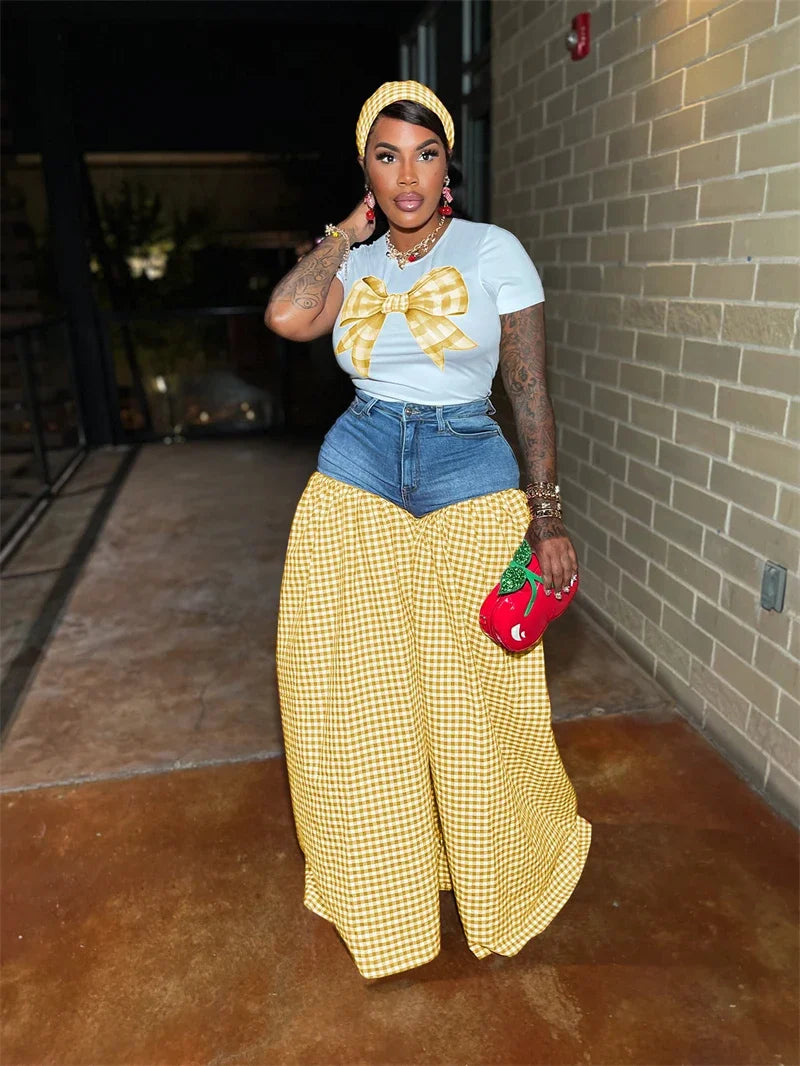 Streetwear Casual 2 Pieces Set for Woman Clothing Summer Short Sleeve T-shirt Top and Oversized Wide Leg Pants Matching Sets