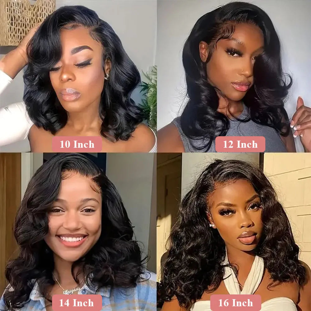 Body Wave Short Bob 13x6 Transparent Lace Front Human Hair Wigs Glueless 7x5 13x4 HD Pre Plucked Lace Frontal Wig For Women 250%