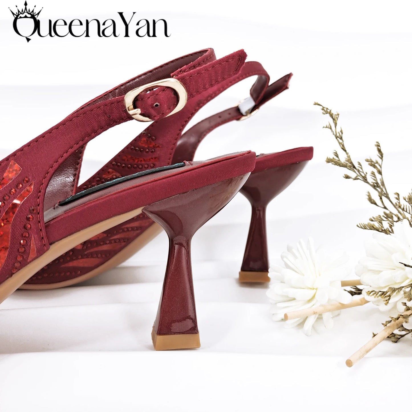 Queena Yan Italian Design Party Shoes African Fashion Ladies Small Clutches With Stiletto Shoes OL Heels