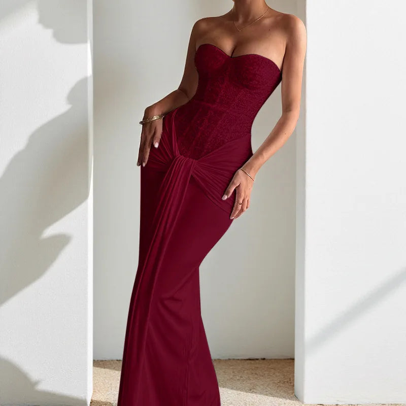 Summer Off Shoulder Ladies Long Dress Cocktail Party Backless Slim Women's Dresses White Sequined Strapless Tight Evening Dress
