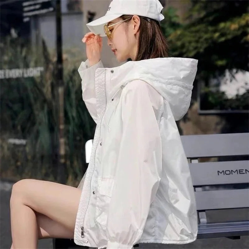 Casual Loose Fit Breathable Hooded Jacket for Women
