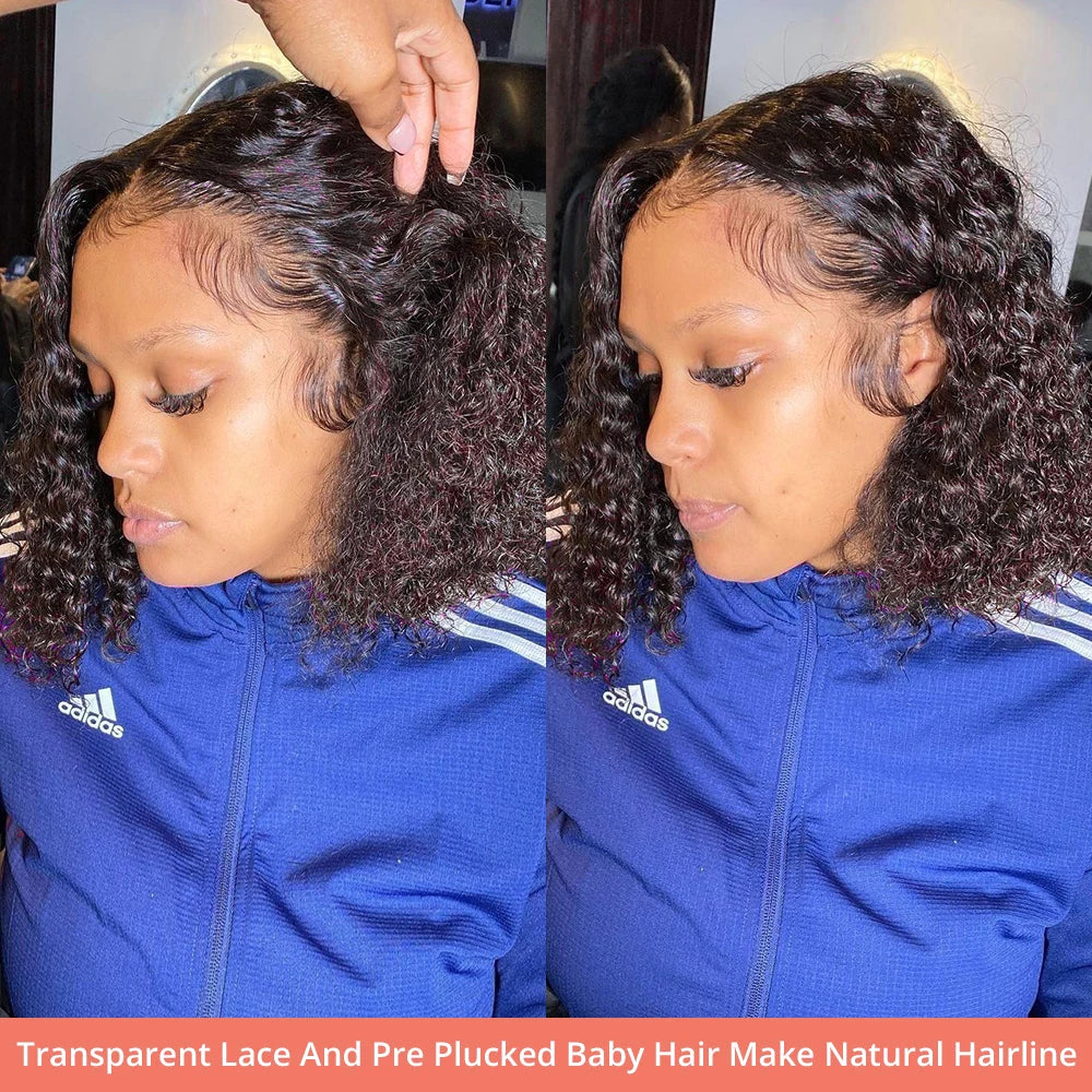 Short Curly Bob Wigs Human Hair 250% Glueless Brazilian Closure Frontal Wigs Without Glue Pre Cut Lace Wigs For Women On Sale