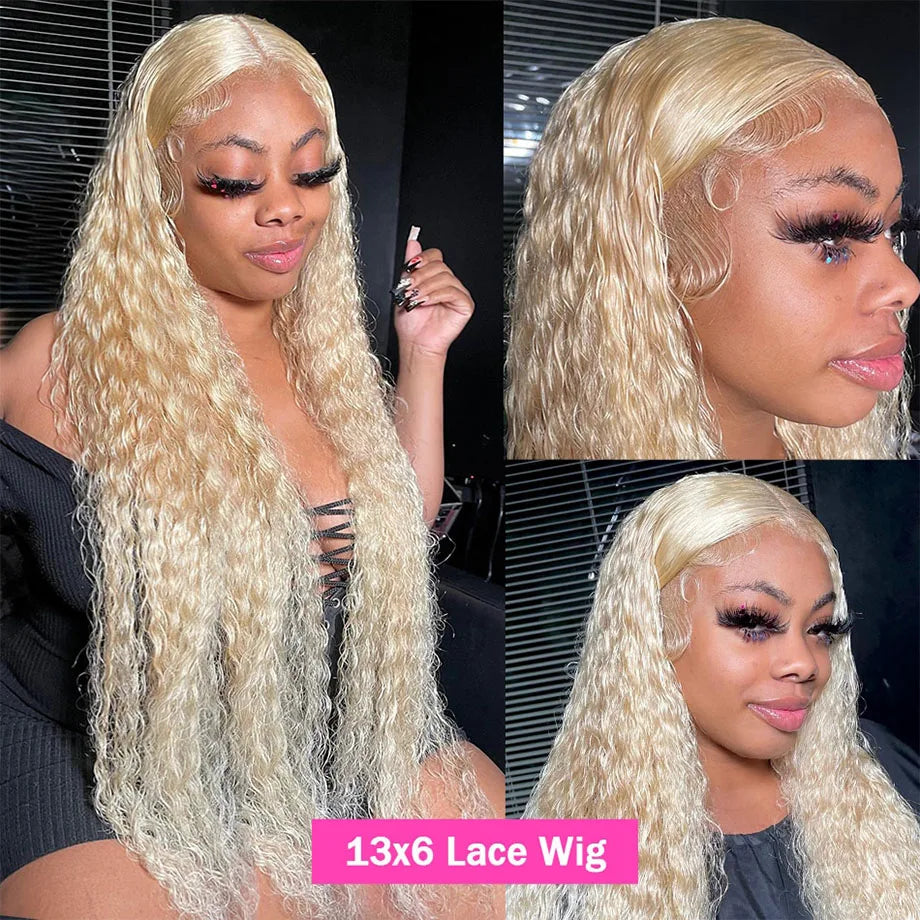 613 Hd Lace Frontal Wig 13x6 Human Hair Wigs Honey Blonde Wigs Curly Lace Front Wigs Human Hair 13x4 HD Deep Water Wave Lace Wig