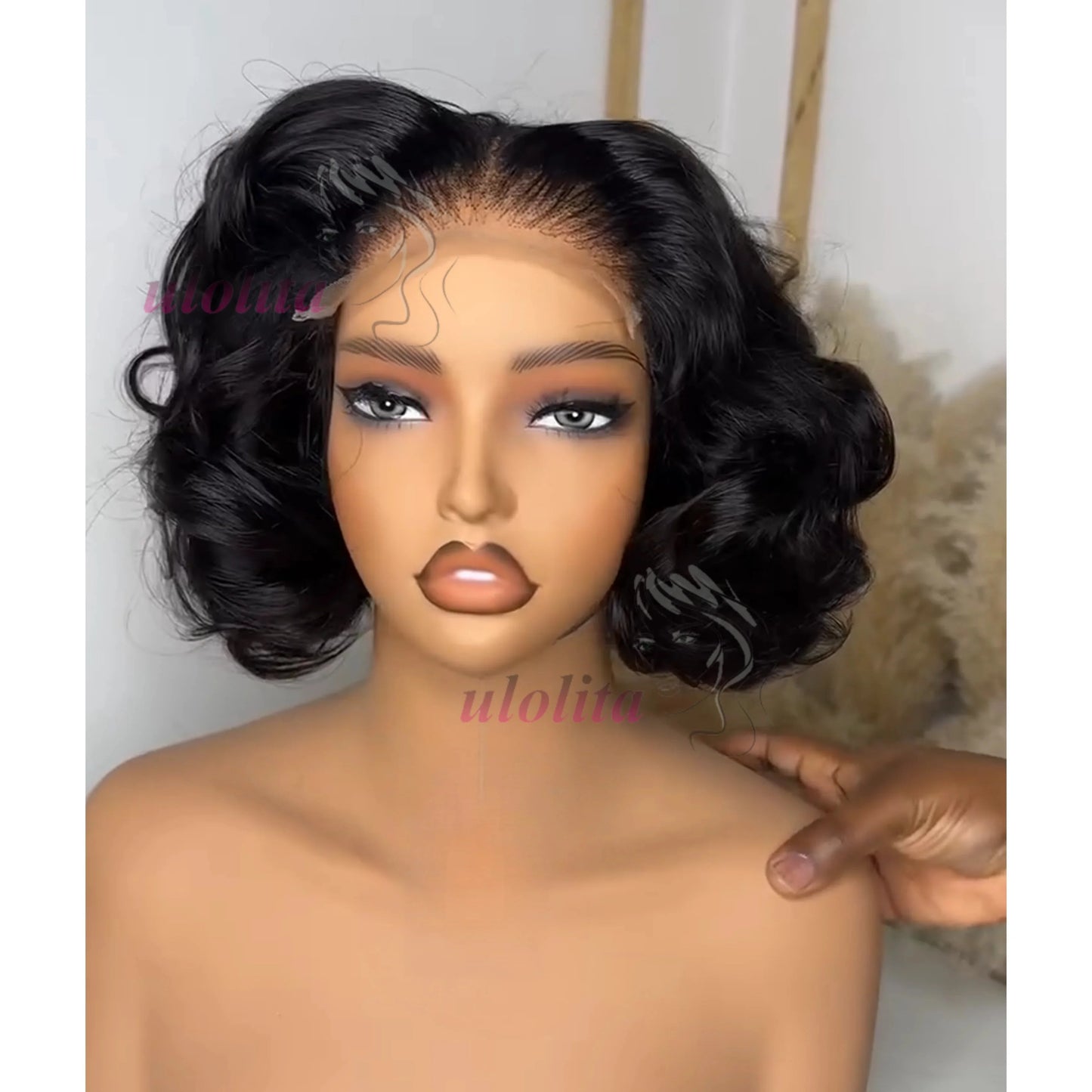 100% Raw Indian Virgin Hair Bouncy Wave 4x4 HD Lace Closure Wigs Wear and Go Ombre Chocolate brown #4 Bouncy Curly Glueless Wigs