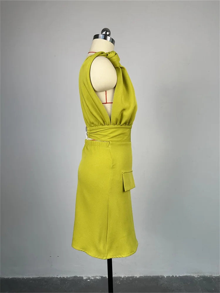 Wmstar Dresses for Women Sexy V Neck Elegant Solid Sleeveless New Summer Fashion Mini Dresses Women Wholesale Dropshipping 2024
